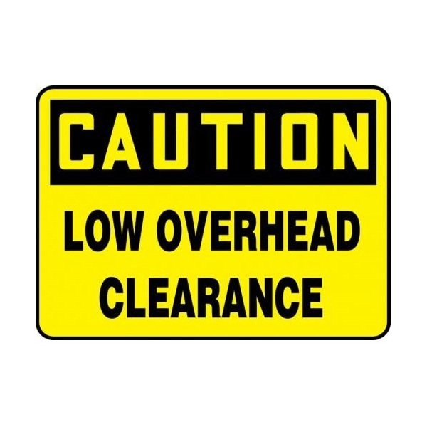 Accuform MECR606VS Safety Sign, CAUTION LOW OVERHEAD CLEARANCE, 10 X 14, Vinyl MECR606VS - main